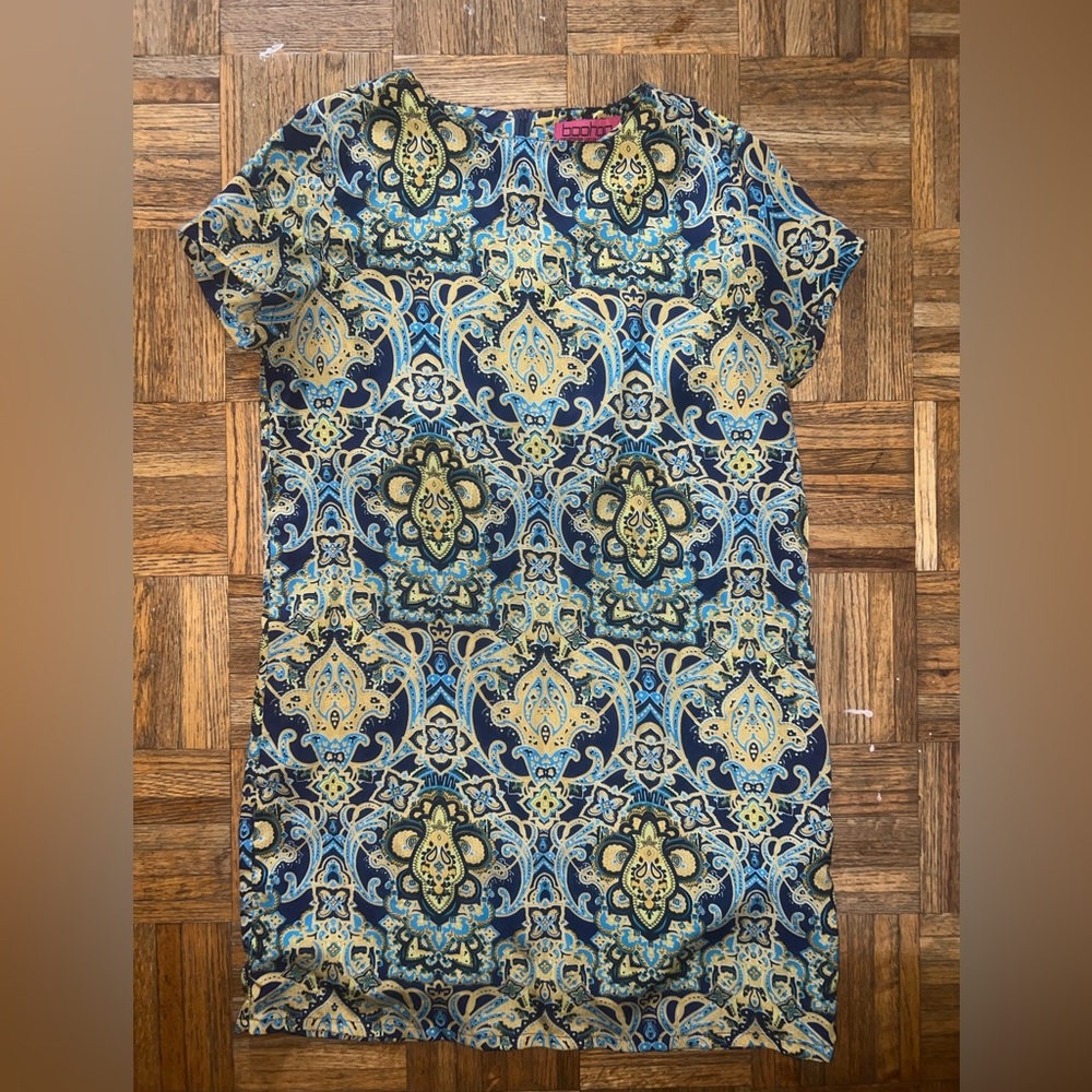 Boohoo Blue and yellow Patterned Dress